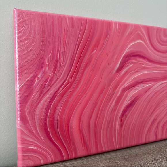 9x12 Painting Abstract Acrylic Fluid Pour Art on gallery wrapped Canvas pink - Picture 5 of 15